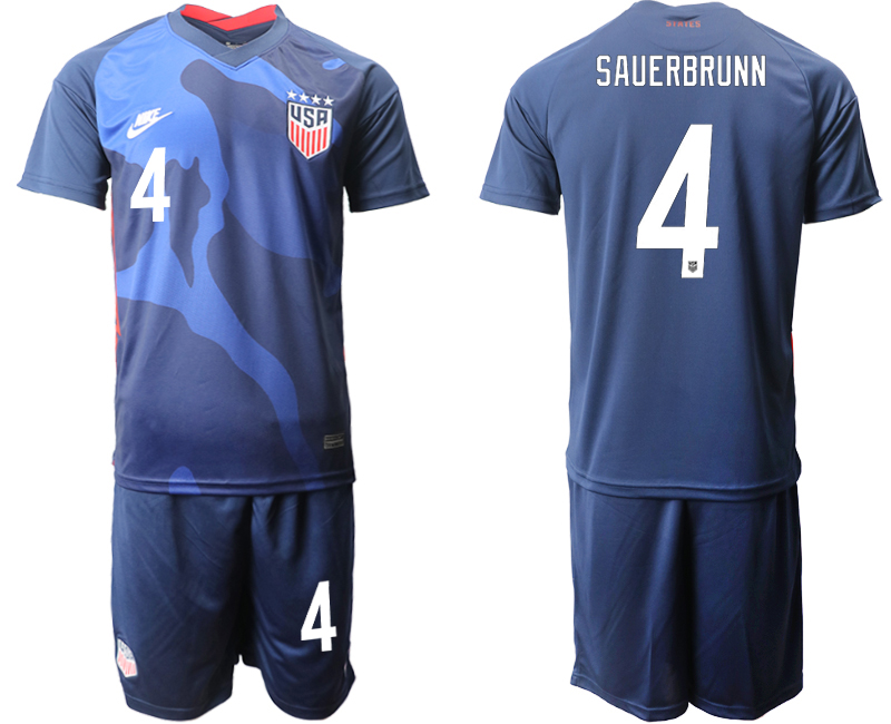 Men 2020-2021 Season National team United States away blue #4 Soccer Jersey->united states jersey->Soccer Country Jersey